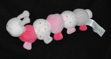 Peluche doudou mille pattes chenille OBAIBI OKAIDI rose blanc grelot 28 cm NEUF