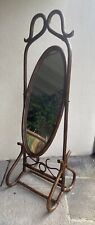 GRAND MIROIR PSYCHÉ bentwood Bois Courbé Bambou Rotin Vintage 70 