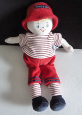 93. DOUDOU SUCRE D'ORGE  POUPEE GARCON chapeau rouge rayé blanc 31cm EXCELL ETAT