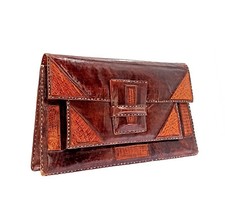 Sac Pochette Vintage en Cuir et Peau de Serpent Fait Main Années 50/60