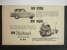 3/1962 PUB RELIANT ENGINEERING RELIANT REGAL 3/25 CAR 3 ROUES ORIGINAL AD
