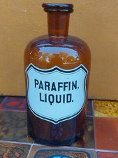 Flacon Pharmacie Verre Apothicaire Ancien Paraffin Liquid Vide