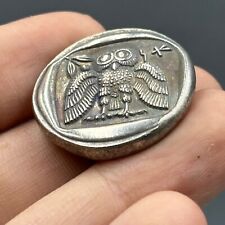 Rare ancienne pièce de monnaie grecque Athènes hibou attique enduit d'argent ...