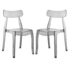 Lot de 2 chaises empilables en polycarbonate transparent design moderne GEMMA