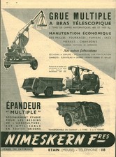 Publicité ancienne grue multiple Nimeskern matériel agricole 1955 issue magazine