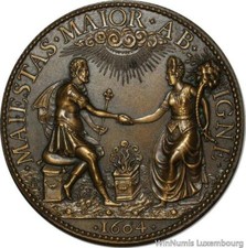 V1370 Médaille Mariage Henri IV Catherine de Médicis Mère Henri III 1604 1970's