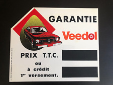 Plaque Publicitaire de vente PLV  plastique garantie Veedol voiture année 70 80