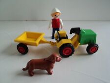 PLAYMOBIL vintage country enfant tracteur remorque chien du set 3715 de 1992