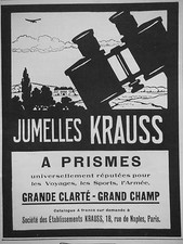 PUBLICITÉ 1927 JUMELLES