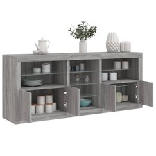 Buffet avec Lumières LED Armoire Rangement Salle de Séjour Chêne Sonoma vidaXL