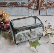 ANCIENNE GROSSE BOITE A BIJOUX NAPOLEON III EN VERRE BISEAUTE