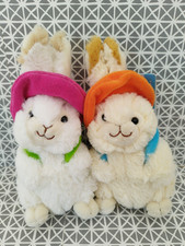 Peluche doudou lapin de pâques blanc chapeau sac à dos Gipsy 20 cm lot de 2