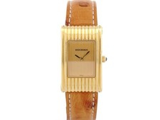 VINTAGE MONTRE BOUCHERON REFLET 30MM EN OR JAUNE 18K + CUIR AUTRUCHE GOLD WATCH