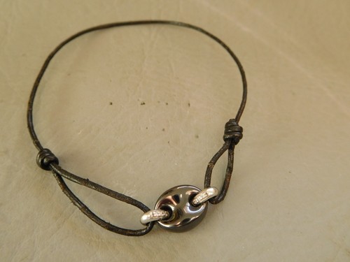 Bracelet cordon cuir noir - cordon,