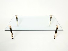 Rare table basse acajou bronze verre signée Garouste & Bonetti 1995