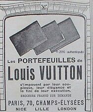 PUBLICITE LOUIS VUITTON PORTEFEUILLES BAGAGERIE DE LUXE DE 1925 FRENCH AD PUB