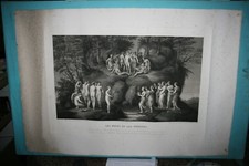 gravure ancienne Desnoyer 1829 les muses et les piérides **