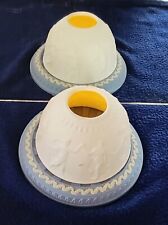 WEDGWOOD Bleu Jasperware Lithophane DANCING HOURS Porte-Bougie