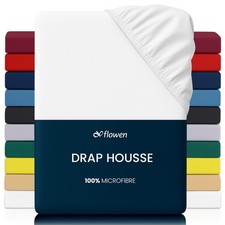 Drap Housse 120x190 cm en Microfibre Blanc avec Coins Élastiqués pour Matelas...