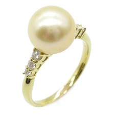 BIJOUX Bague Diamant Perle 18KYG Or Jaune Jaune Femme Occasion Taille US 7,5