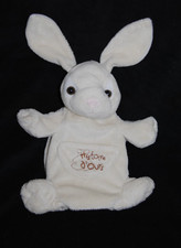 Doudou marionnette lapin HISTOIRE D'OURS crème écru blanc blanc nez rose