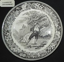 Assiette parlante (avant 1840) LEBEUF MONTEREAU " BRIGAND NAPOLITAIN " (TBE)