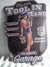 TOLE METAL PIN UP GARAGE 55 X 37 CMS NON PLAQUE EMAILLEE ANCIENNE