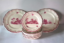 Service Gien "Paysage rose" original 2 plat à gateau + 8 assiette à dessert 1866