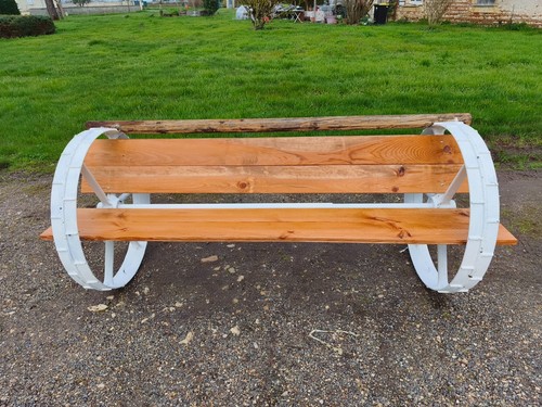Banc fonte bois roues 1900 - fonte,