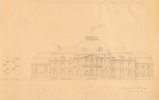 3 dessins d'un architecte fin XIXe début XXe CHÂTEAU DE KÉTHELY avant-projets