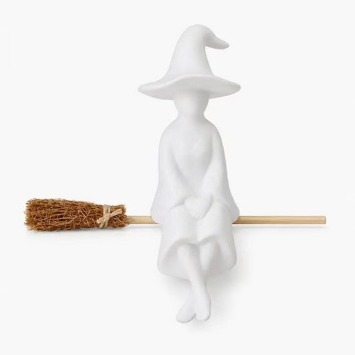 Sorcière sur balai - sorcière, avec