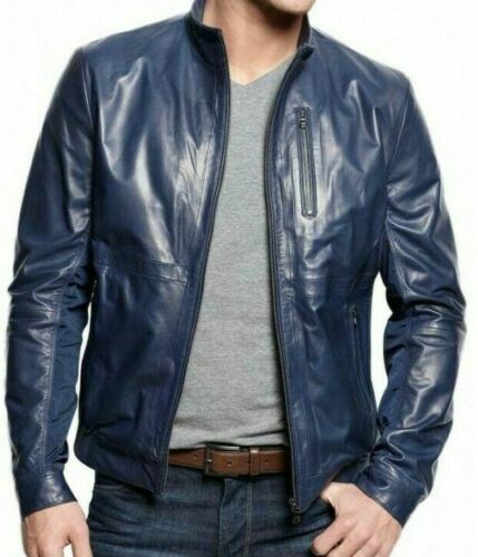 Veste cuir bleu marine pour - veste,