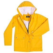 Veste Imperméable PU Jaune Coupe-Vent Parka À Capuche Filles Garçons 5-13