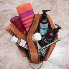 Trousse de toilette en cuir unisexe véritable Buffalo vintage maquillage...