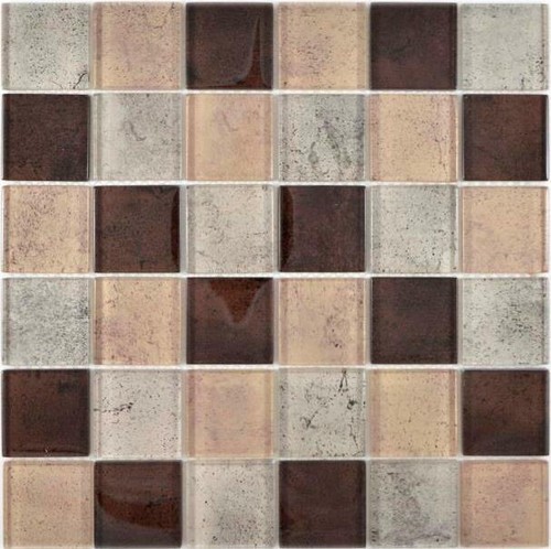 Mosaïque verre beige brun - verre,