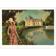 VERNET-BONFORT Robert - Lithographie originale "Château d'Azay le rideau" 54x75c