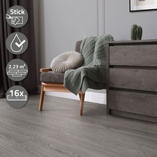Revêtement de sol PVC lame vinyle adhésif gris aspect chêne 2,23 m² 16 planches