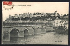 CPA Chinon, Vue générale du château et du pont sur le Cher 1910 