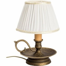 Lampe de Table en Laiton Vieilli Avec Abat-Jour En Tissu Style Français Bougeoir