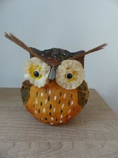 Bibelot une Chouette Décoration Automnale Orange Vintage Halloween H 16 cm