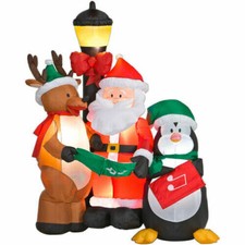 6 Ft Caroling Santa Reindeer