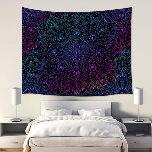 Mandala purple blue tapestry - blue,