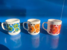 Vintage Lot Ancienne VAISSELLE LOTUS MOBIL 3 MUG TASSE COLORIS ARCOPAL Café