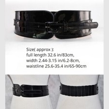 Ceinture Cincher En Cuir Verni Noir Brillant Avec Boucle Et Décors Punk