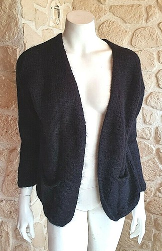 Gilet maille noir sans - , boutons