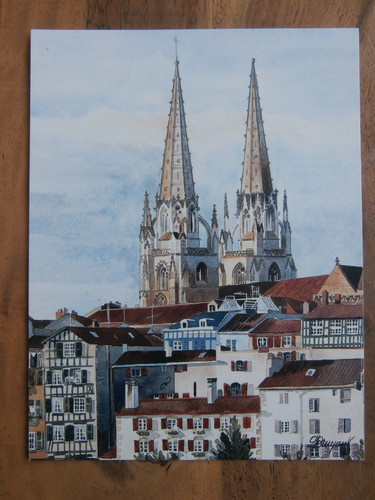 Carte postale aquarelle pays - carte,