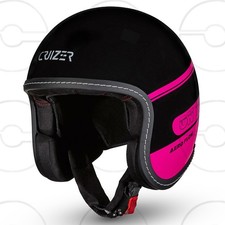 Casque Custom Moto Scooter CRUIZER JET Noir Brillant Fuchsia