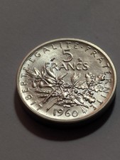 5 Francs Semeuse Piefort Argent 1960 RARE 500EX