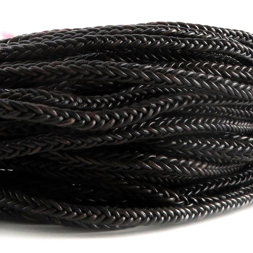 Corde cuir carrée tressée - corde, en