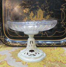 ancienne coupe a fruits de veranda en fonte peinte et verre moulé fin XIXe